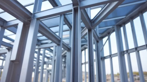 Estrutura de construção formada por perfis metálicos de aço galvanizado